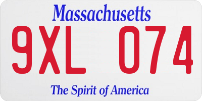 MA license plate 9XL074