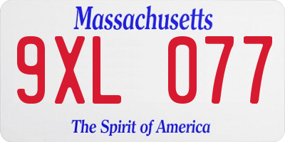 MA license plate 9XL077