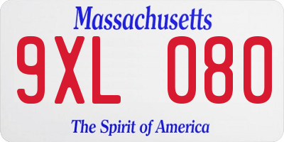 MA license plate 9XL080