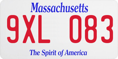 MA license plate 9XL083