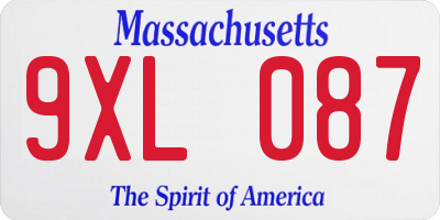 MA license plate 9XL087