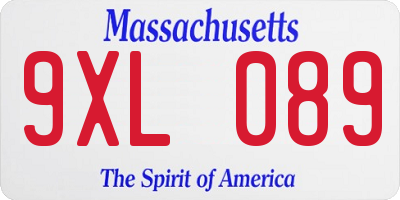 MA license plate 9XL089