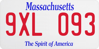 MA license plate 9XL093