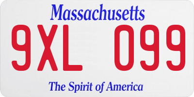 MA license plate 9XL099