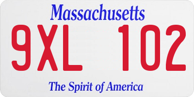 MA license plate 9XL102