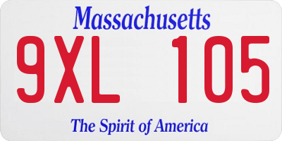 MA license plate 9XL105