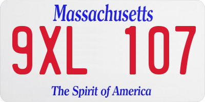 MA license plate 9XL107