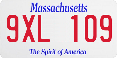 MA license plate 9XL109