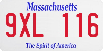 MA license plate 9XL116