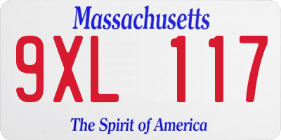 MA license plate 9XL117