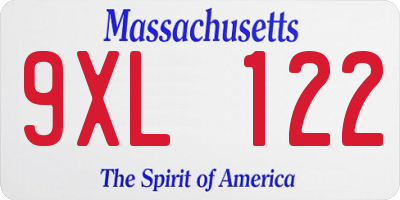 MA license plate 9XL122