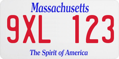 MA license plate 9XL123