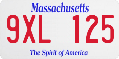 MA license plate 9XL125