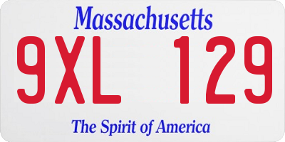 MA license plate 9XL129