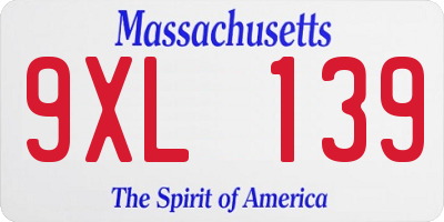 MA license plate 9XL139