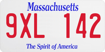 MA license plate 9XL142