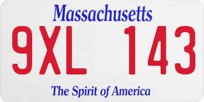 MA license plate 9XL143