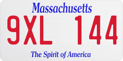 MA license plate 9XL144