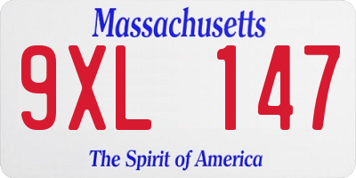 MA license plate 9XL147