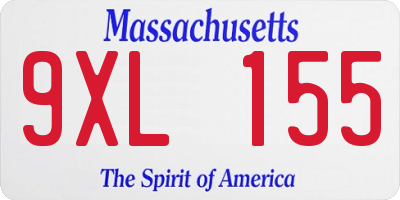MA license plate 9XL155