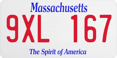 MA license plate 9XL167
