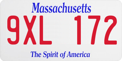 MA license plate 9XL172