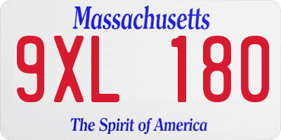 MA license plate 9XL180