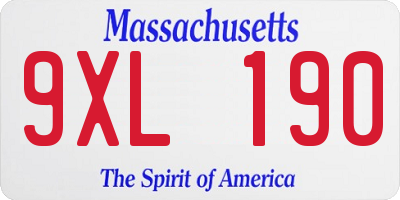 MA license plate 9XL190