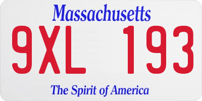MA license plate 9XL193