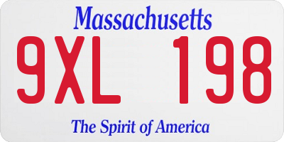 MA license plate 9XL198
