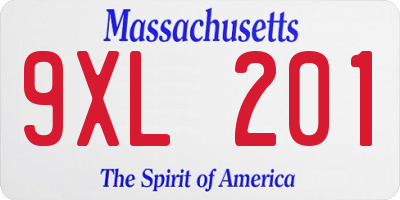 MA license plate 9XL201