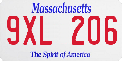 MA license plate 9XL206