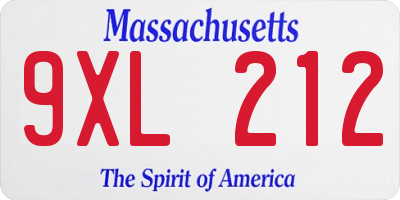 MA license plate 9XL212
