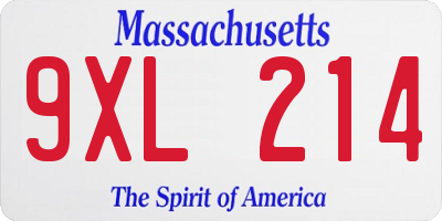 MA license plate 9XL214