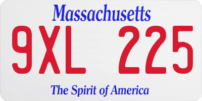 MA license plate 9XL225