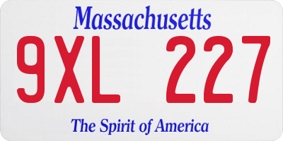 MA license plate 9XL227