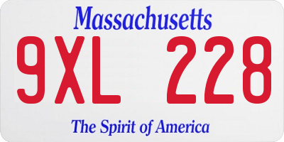 MA license plate 9XL228