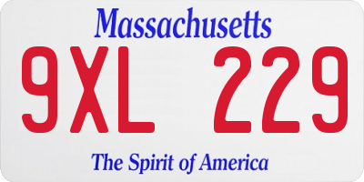 MA license plate 9XL229