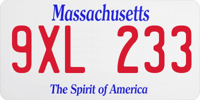 MA license plate 9XL233