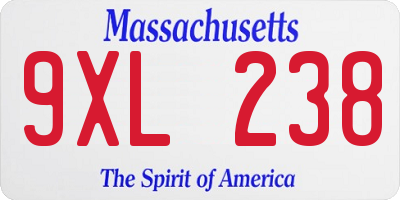 MA license plate 9XL238