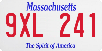 MA license plate 9XL241