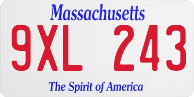 MA license plate 9XL243