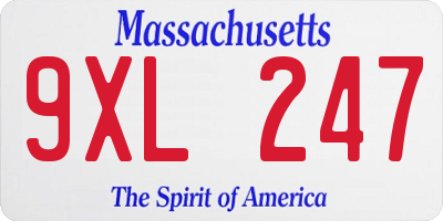 MA license plate 9XL247