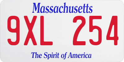 MA license plate 9XL254