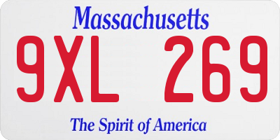 MA license plate 9XL269