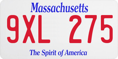 MA license plate 9XL275