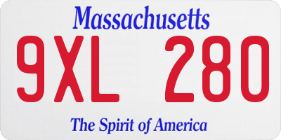 MA license plate 9XL280