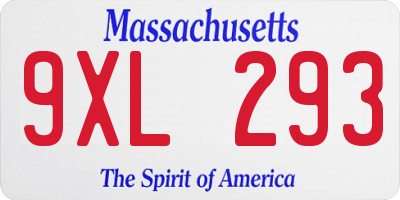 MA license plate 9XL293