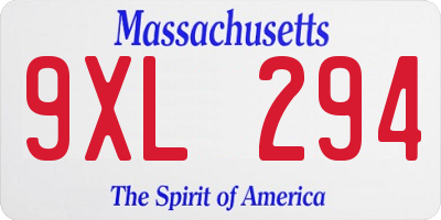 MA license plate 9XL294