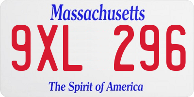 MA license plate 9XL296